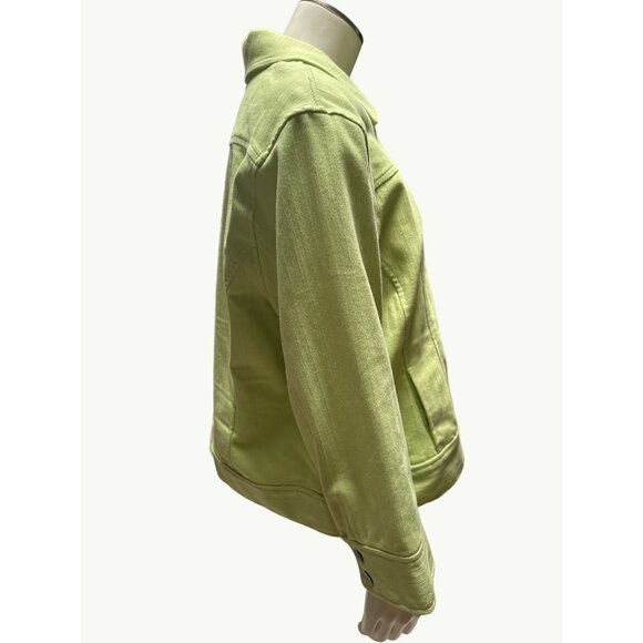 Christopher & Banks Lime Green Button Up Jacket Stretch Fabric Size L - Picture 4 of 9